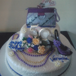 Customized Black Cake with purple purse and shoes